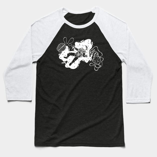 Between Space x White Baseball T-Shirt by P7 illustrations 